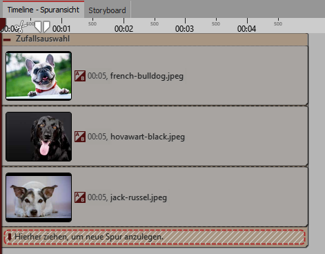 Zufallsauswahl-Effekt in der Timeline