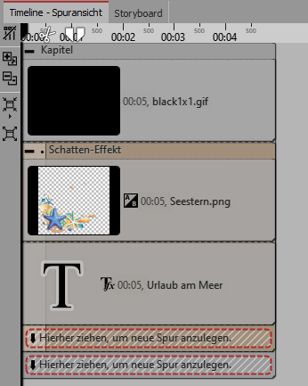 Aufbau in der Timeline