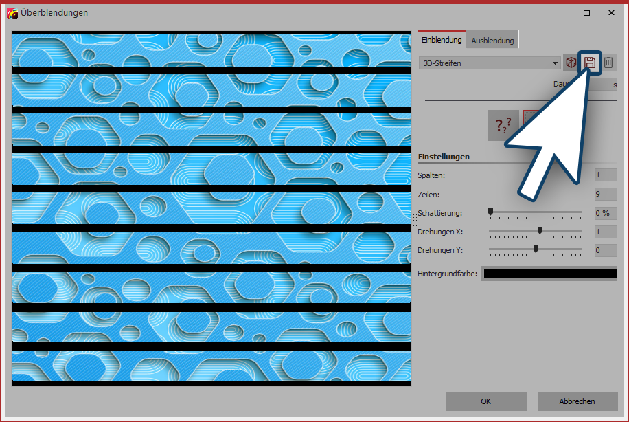 Überblendung bearbeiten und speichern