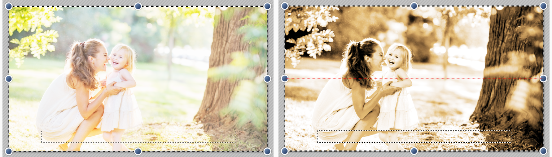 Links ohne Bildeffekt (Original), rechts mit Bildeffekt