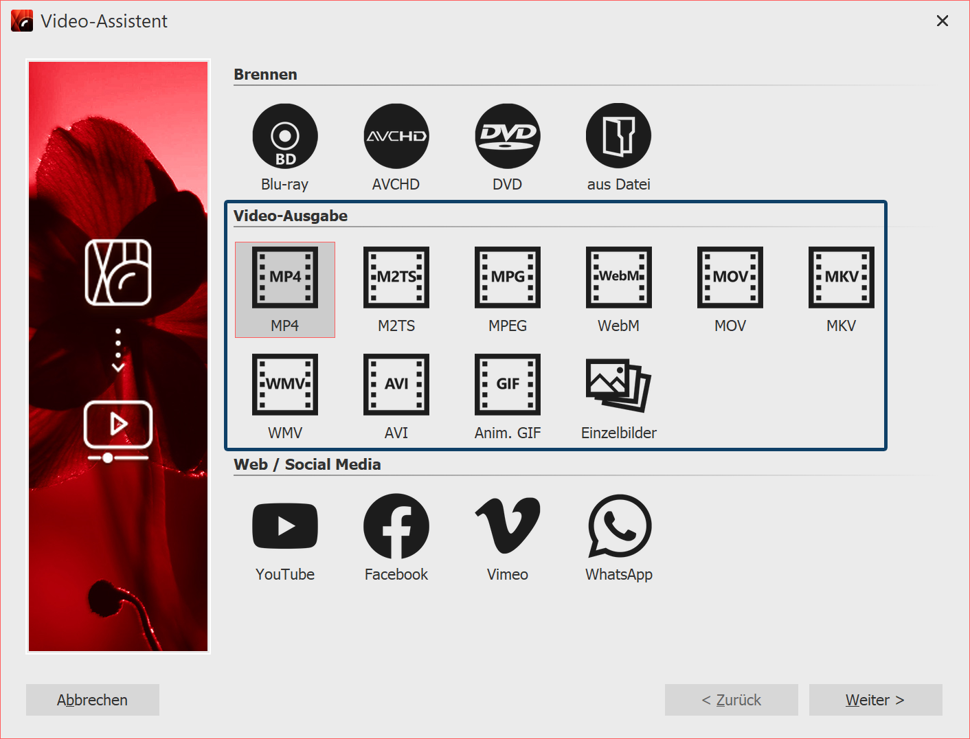 Videoformate im Video-Assistenten