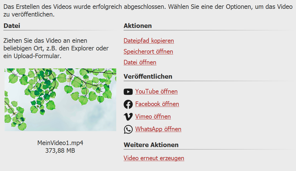 Ergebnis veröffentlichen