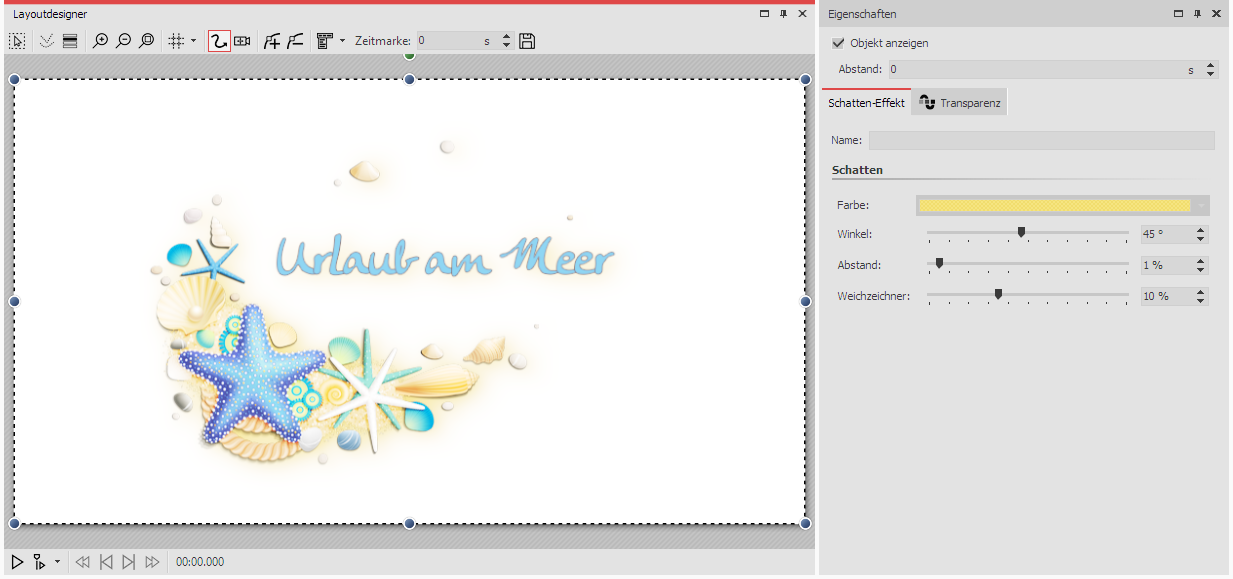 Schatten-Effekt im Layoutdesigner