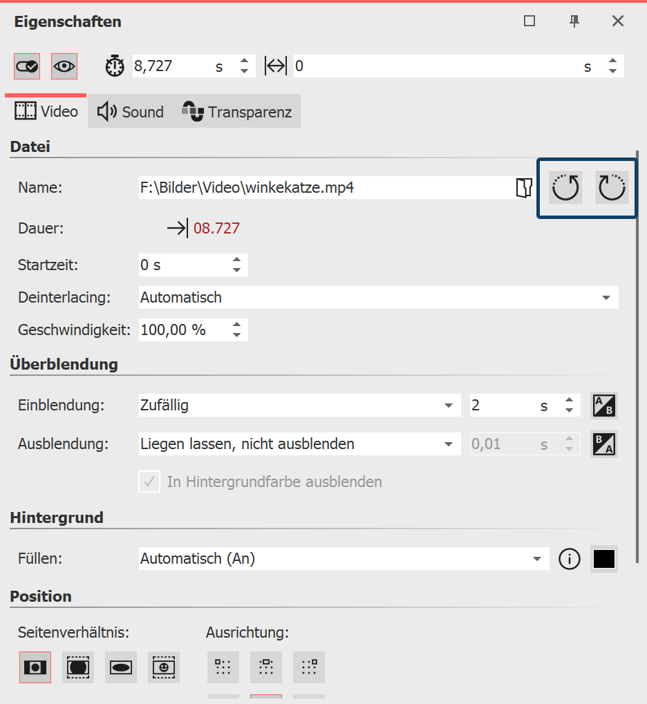 Video in Eigenschaften drehen