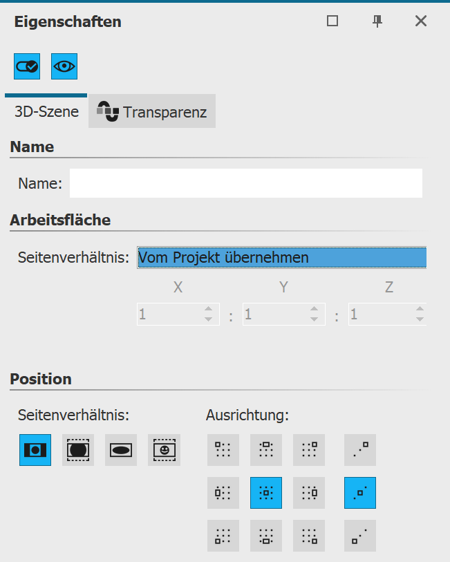 Eigenschaften 3D-Szene