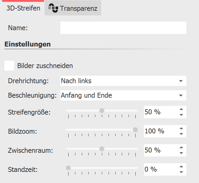 Einstellungen 3D-Streifen