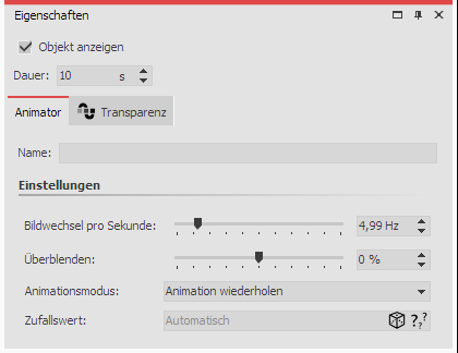 Einstellungen fürAnimator