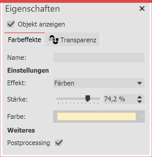 Einstellungen für den Farbeffekt