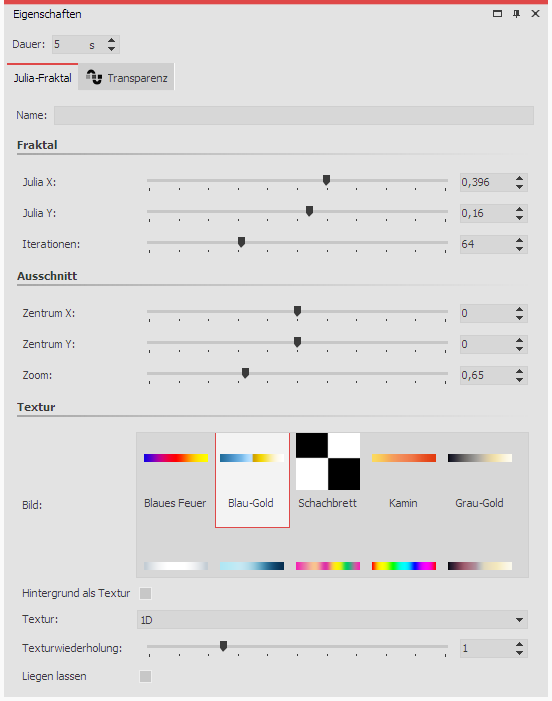 Eigenschaften für Juliamenge