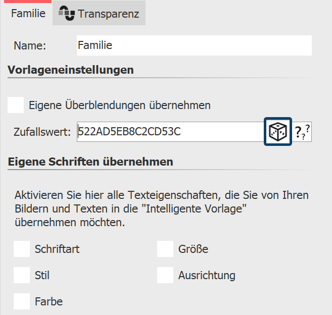 Zufallswert für Intelligente Vorlage Zufallswert für Intelligente Vorlage