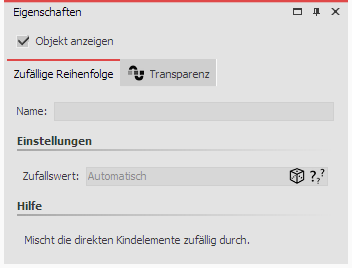 Einstellungen für "Zufällige Reihenfolge"