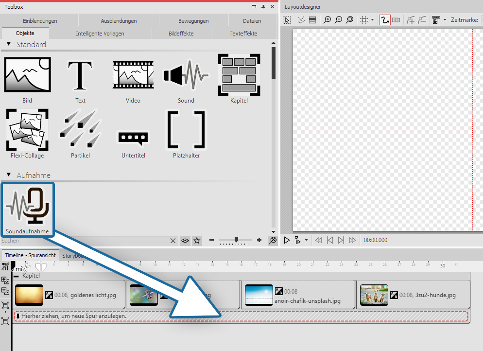 Soundaufnahme verwenden