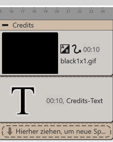 Geöffnetes Credits-Objekt 