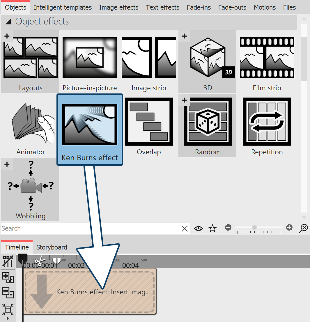 Drag effect from the Toolbox to the Timeline&nbsp;