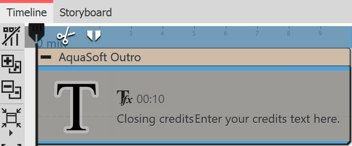 Opened AquaSoft Outro object Opened AquaSoft Outro object
