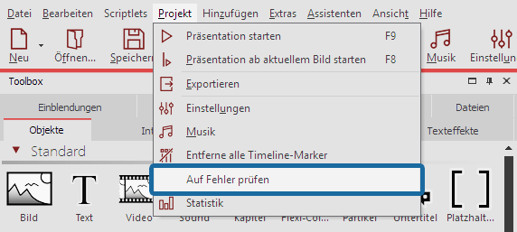 Projekte auf Fehler prüfen