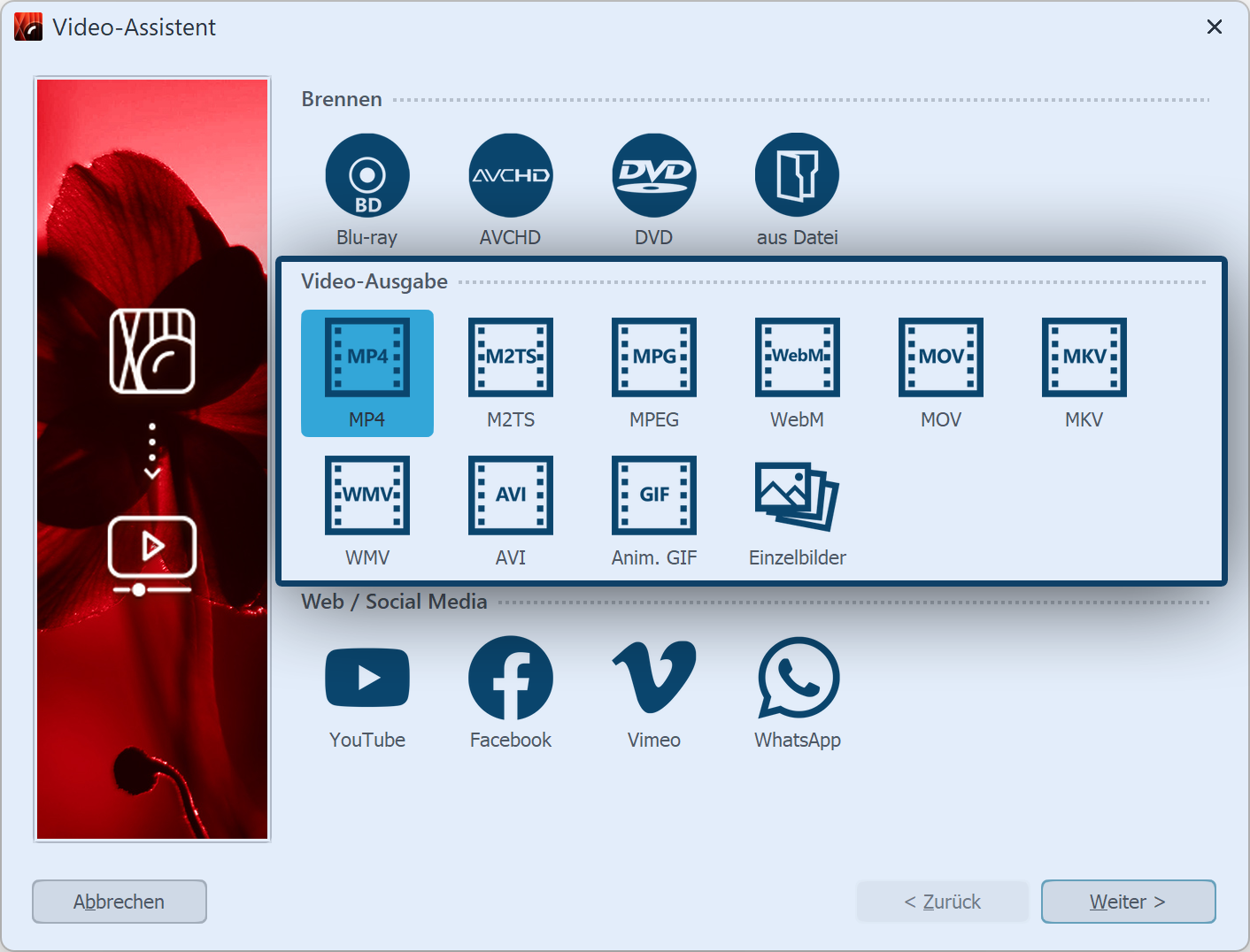 Videoformate im Video-Assistenten
