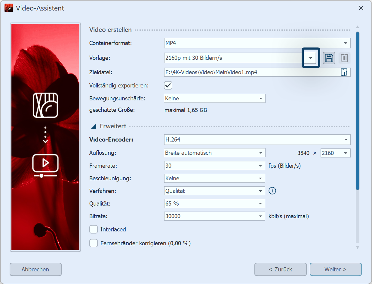 Erstellung eines 4K-Videos
