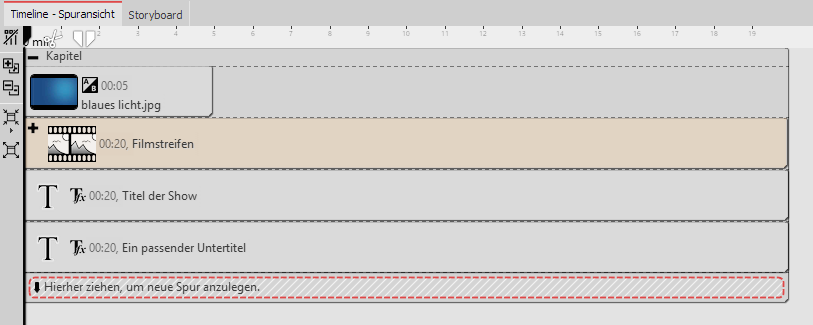Aufbau in der Timeline