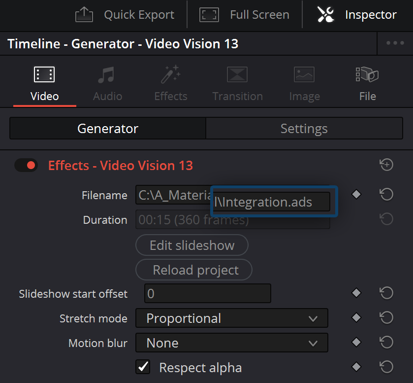 Projekt in DaVinci Resolve öffnen