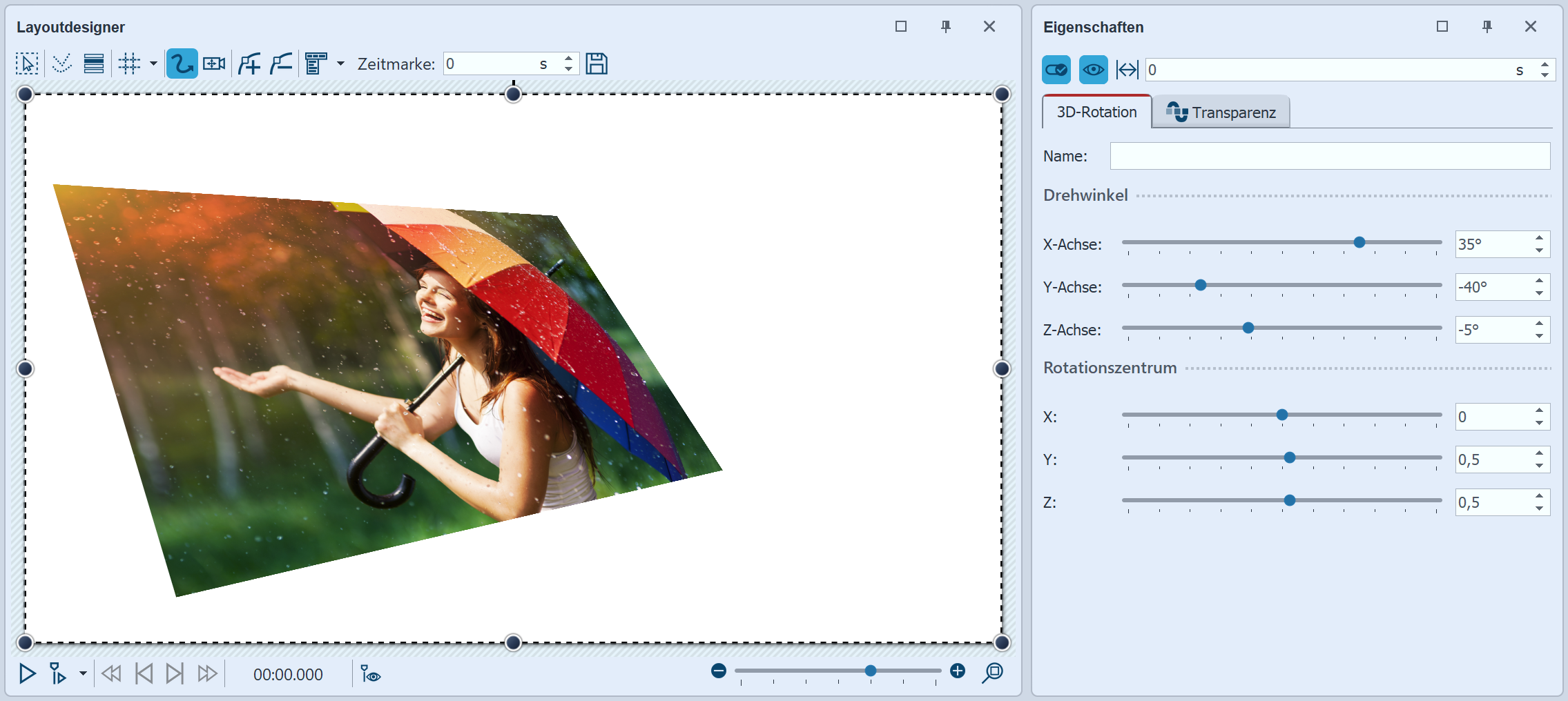Einstellungen für 3D-Rotation