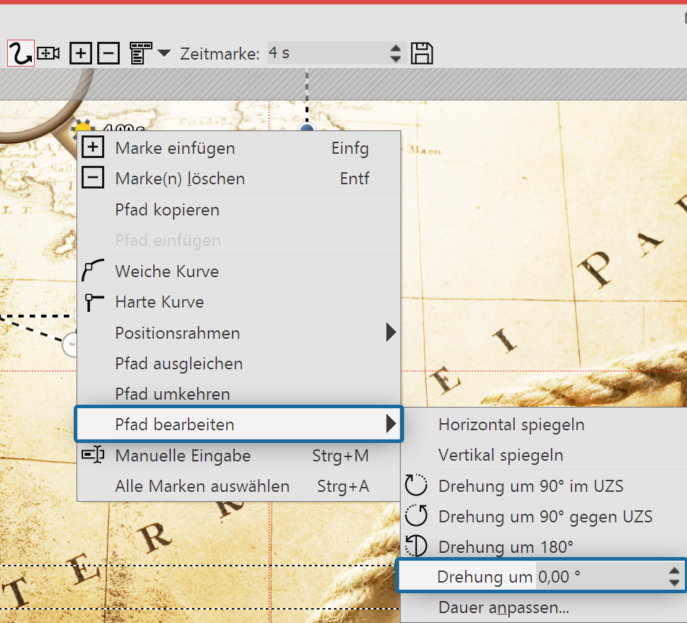 Drehung des gesamten Bewegungspfades Drehung des gesamten Bewegungspfades