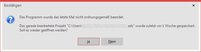Nicht gespeicherte Show wiederherstellen