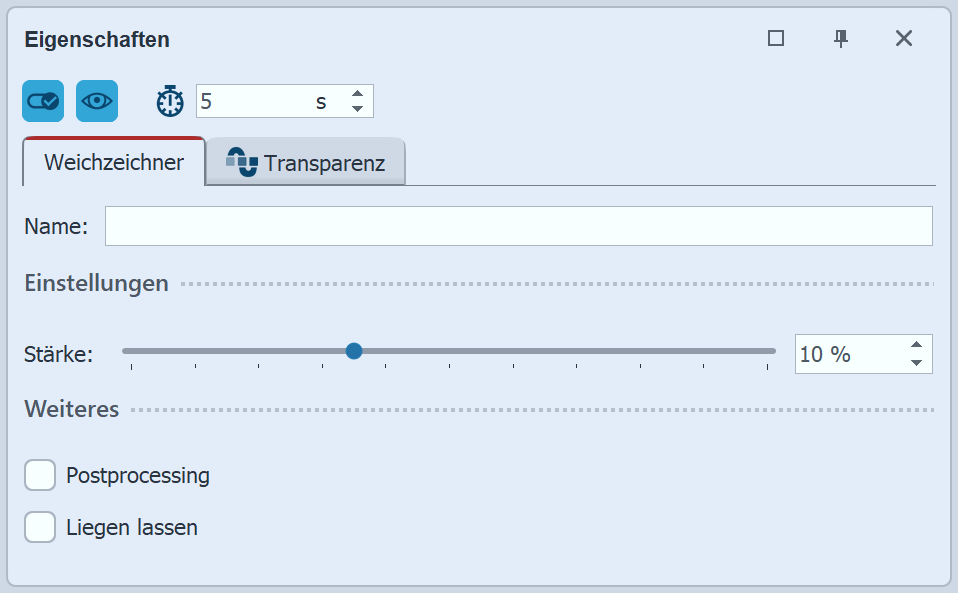 Einstellungen für Weichzeichner