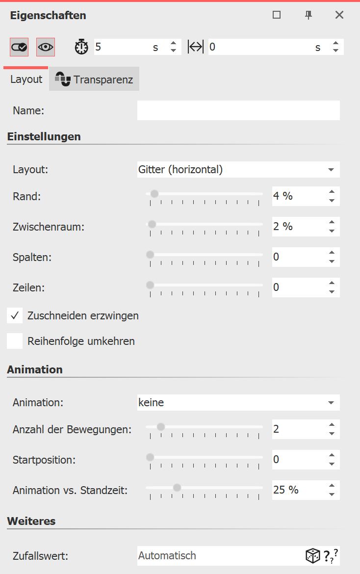 Eigenschaften des Layout-Effektes