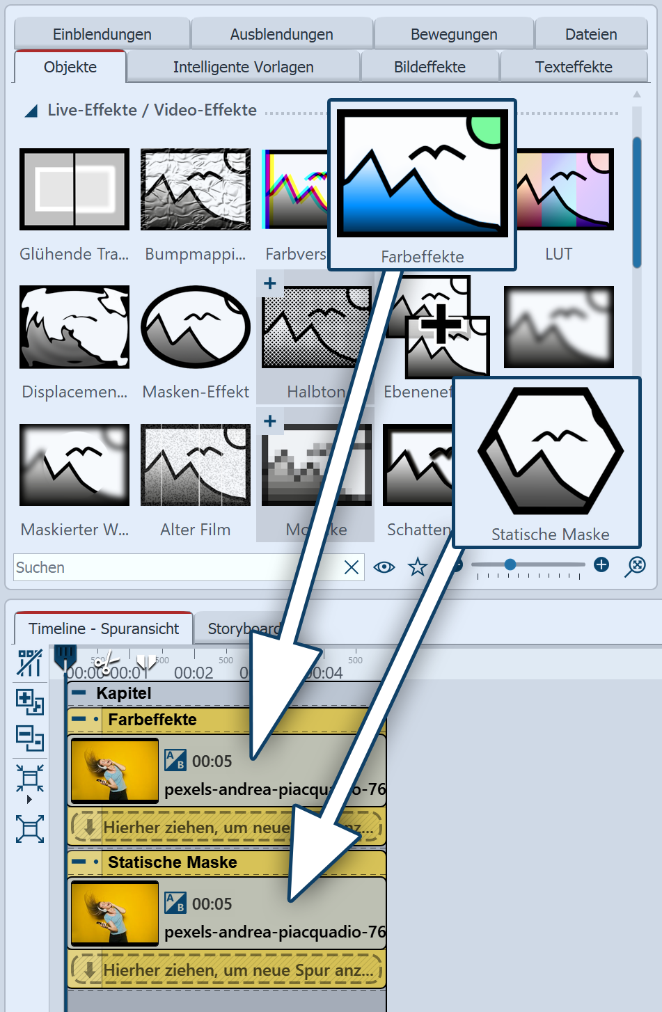 Aufbau in der Timeline