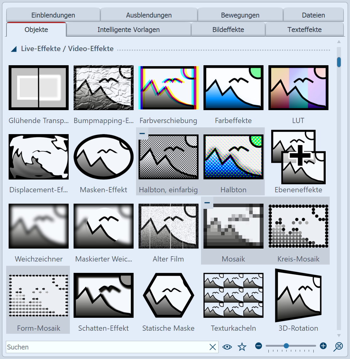 Die Live-Effekte in der Toolbox