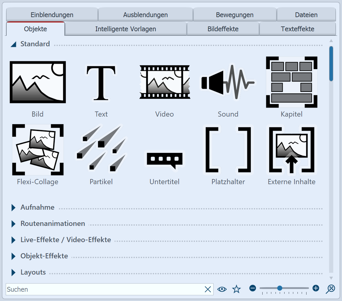 Objekte in der Toolbox