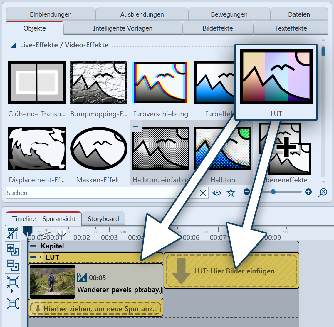 LUT-Effekt in der Timeline