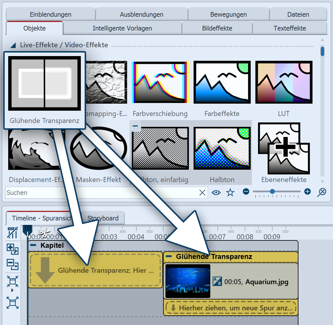 Glühende Transparenz einfügen