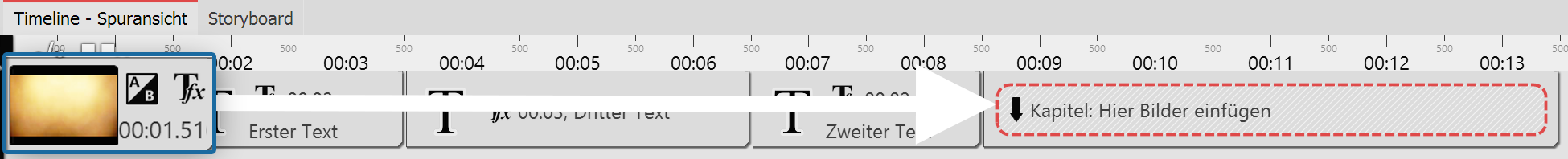 Bild in Kapitel ziehen