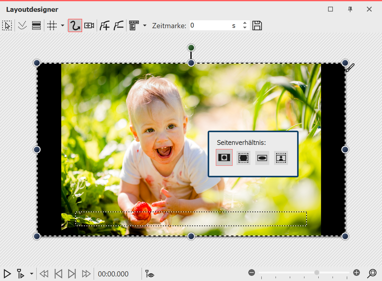 Bild in 16:9 Projekt mit Seitenverhältnis "Beibehalten"