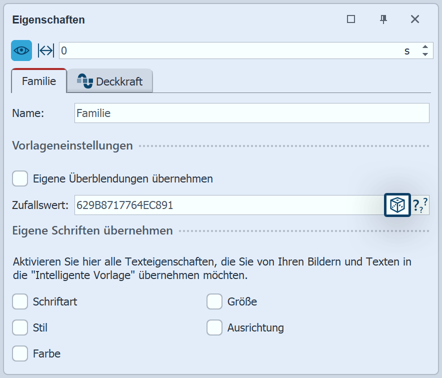 Zufallswert für Intelligente Vorlage Zufallswert für Intelligente Vorlage
