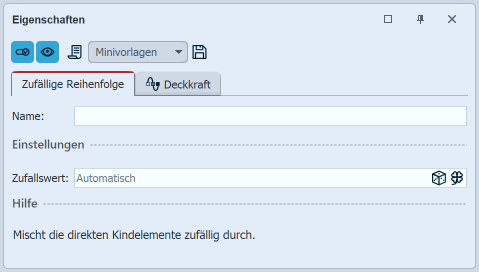 Einstellungen für "Zufällige Reihenfolge"