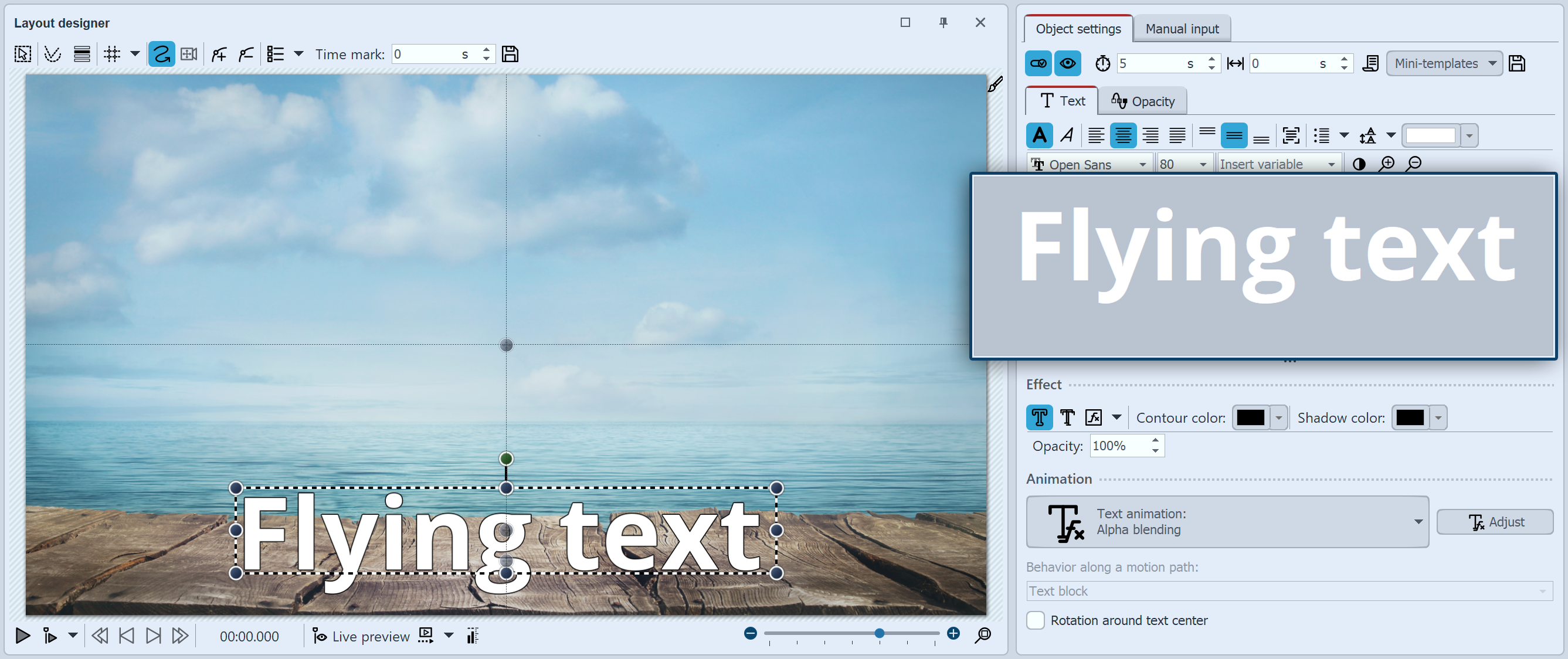 Entering a caption in the text box Entering a caption in the text box