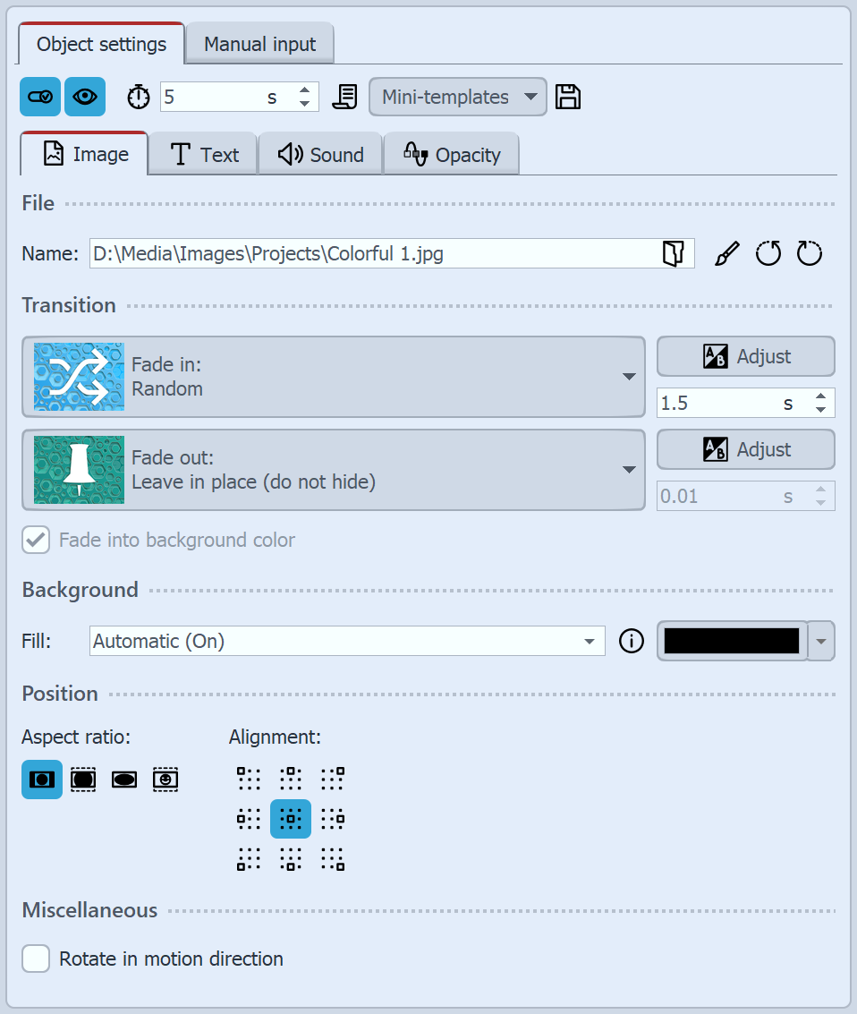 Properties of an image object Properties of an image object