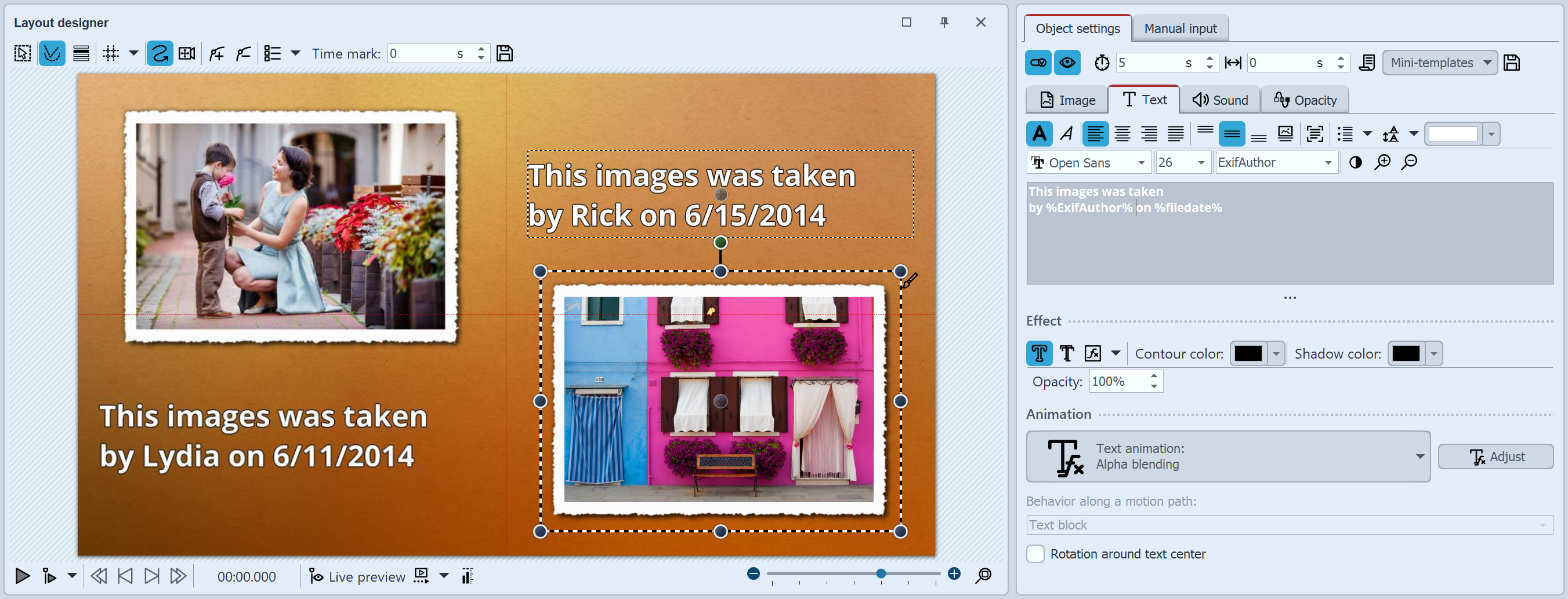 Text with variables Text with variables