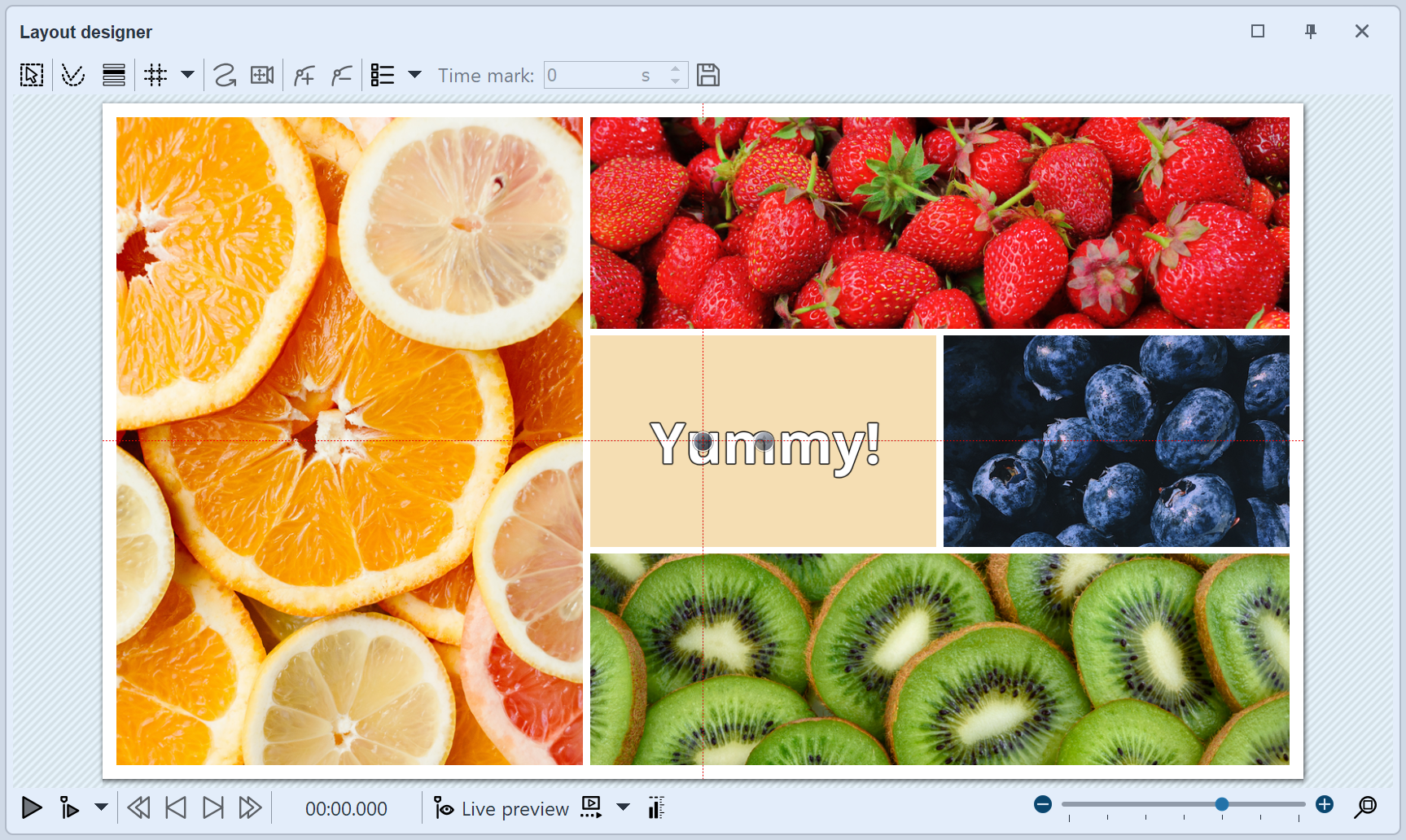 Layout with sublayout, colored rectangle and font Layout with sublayout, colored rectangle and font