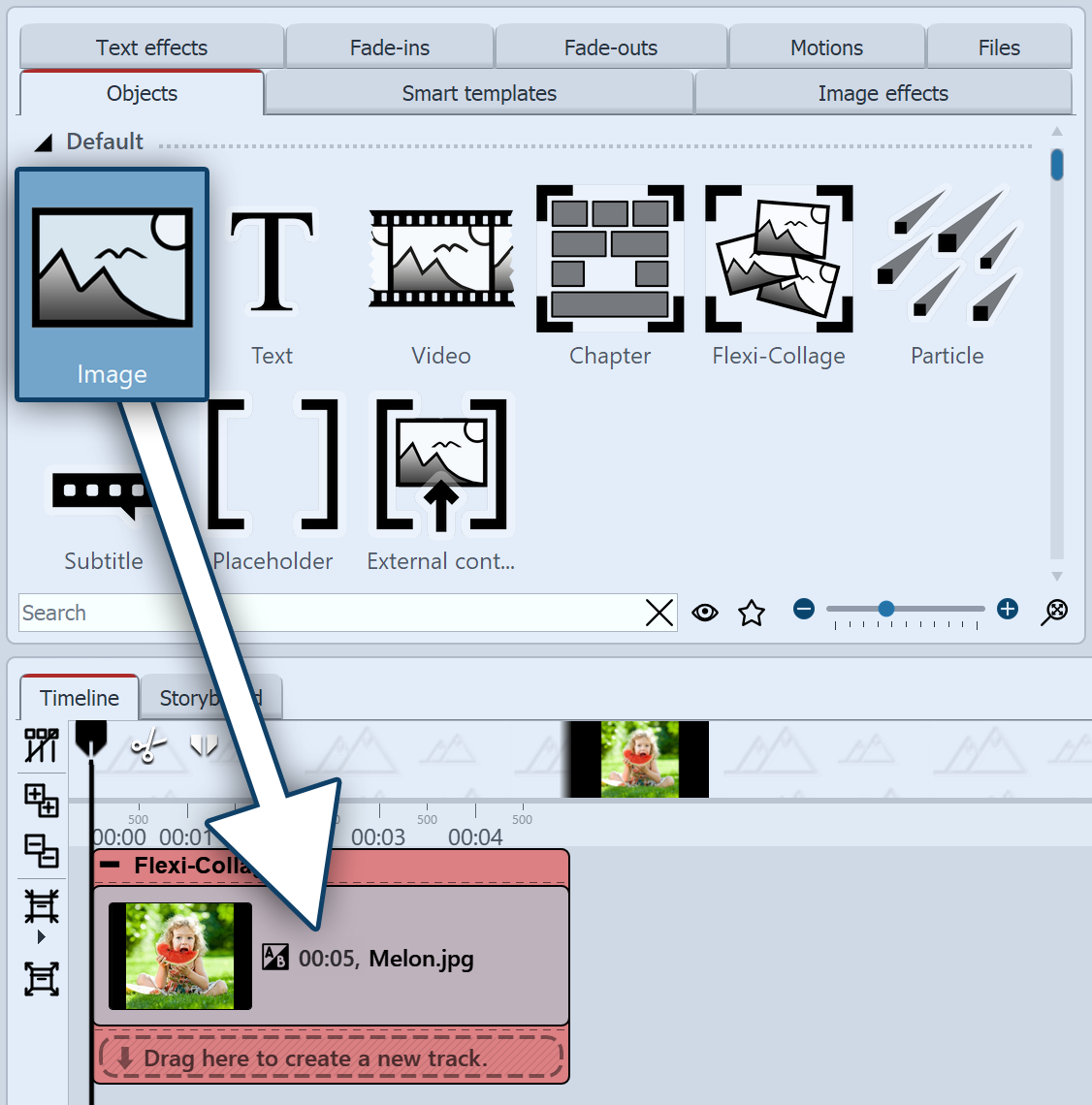 Dragging picture objects into a Flexi-Collage Dragging picture objects into a Flexi-Collage
