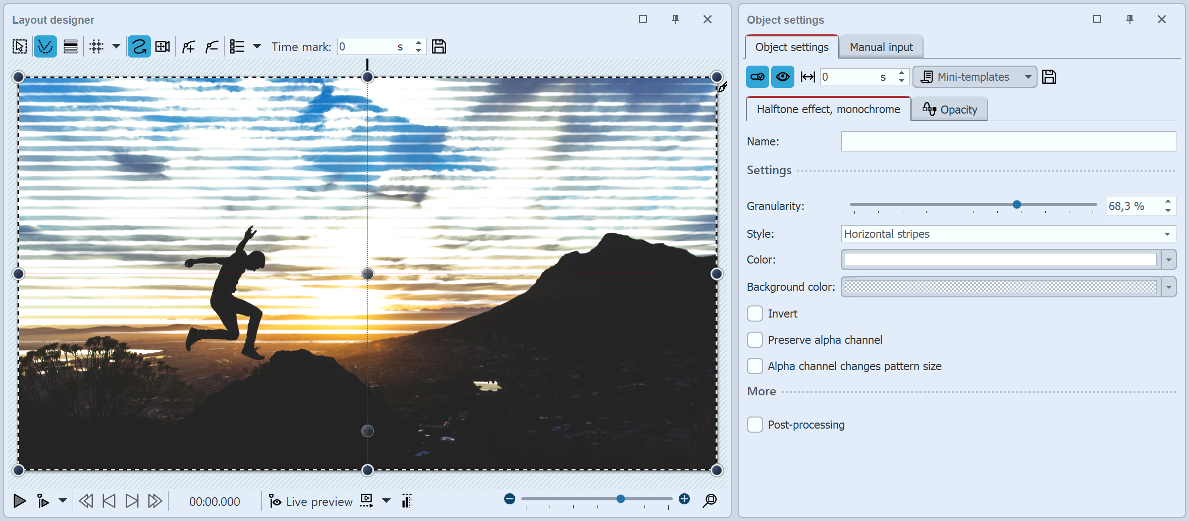 Editing an image with the Halftone effect, monochrome Editing an image with the Halftone effect, monochrome