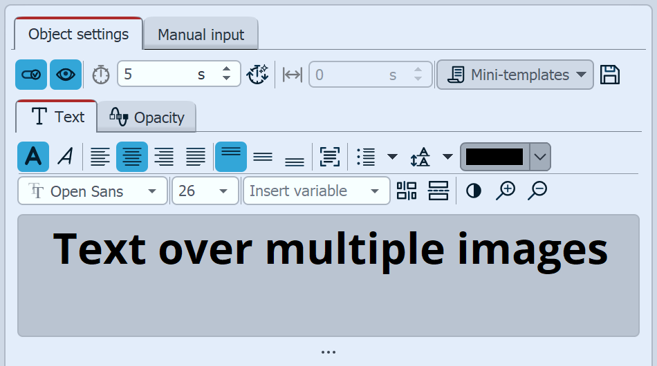Properties of the text object