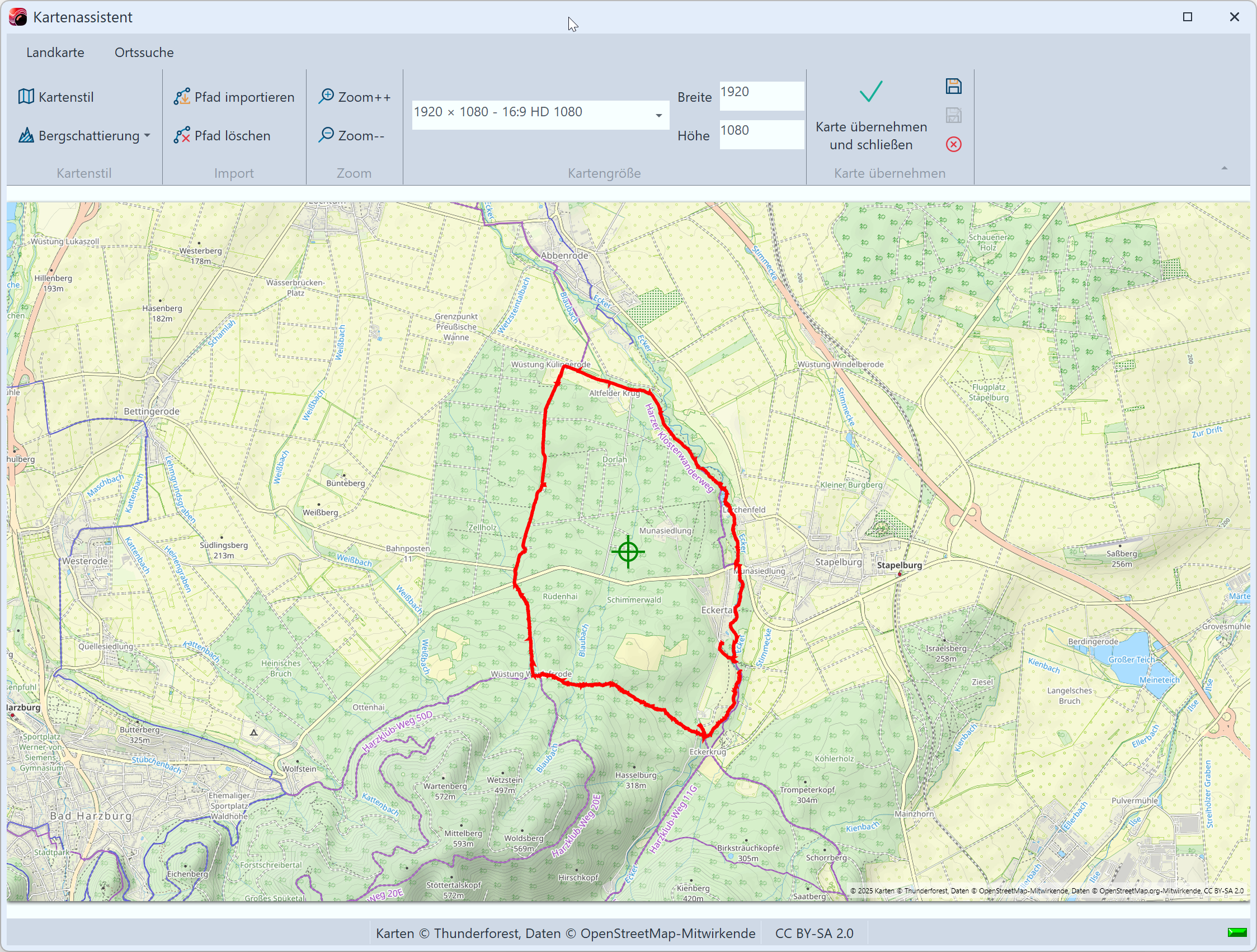 Importierter Pfad auf Karte
