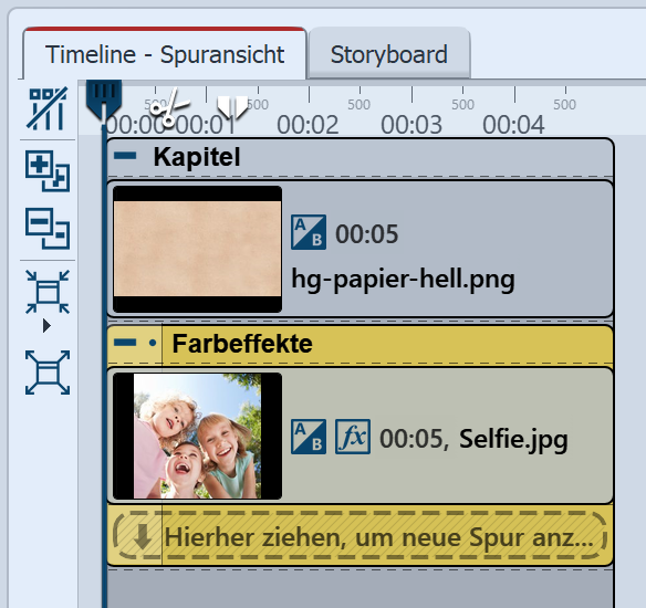 Aufbau in der Timeline