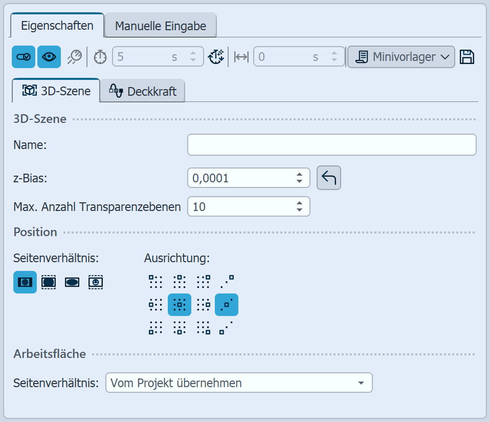 Eigenschaften 3D-Szene