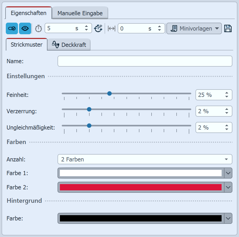 Einstellungen für Strickmuster