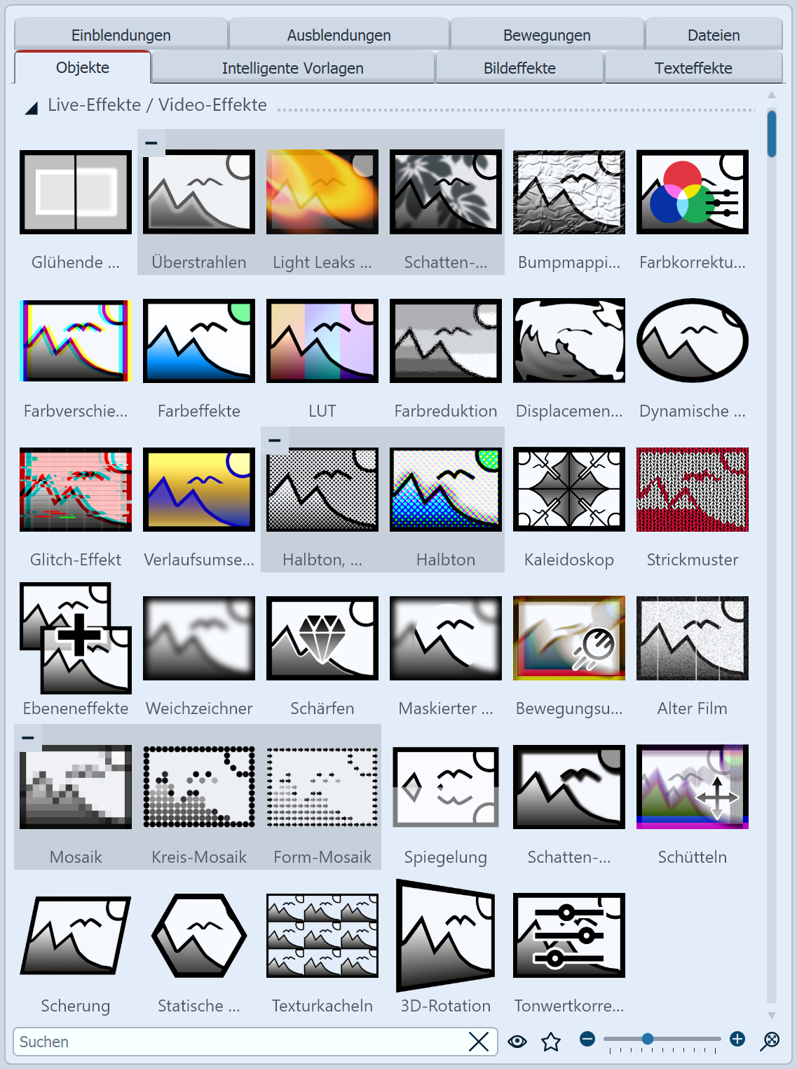 Die Live-Effekte in der Toolbox